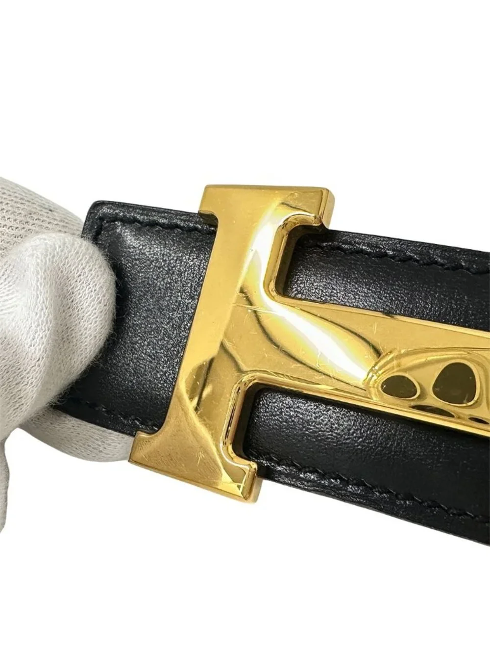 Hermes Belt H Box Calf Black Gold 70 Reversible